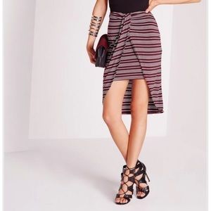 🤑📦 MISSGUIDED Wrap Style Striped Skirt in Maroon